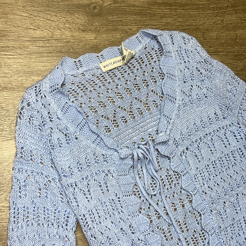 Vintage Knit Front Tie Open Cardigan Sweater - Picture 3 of 6